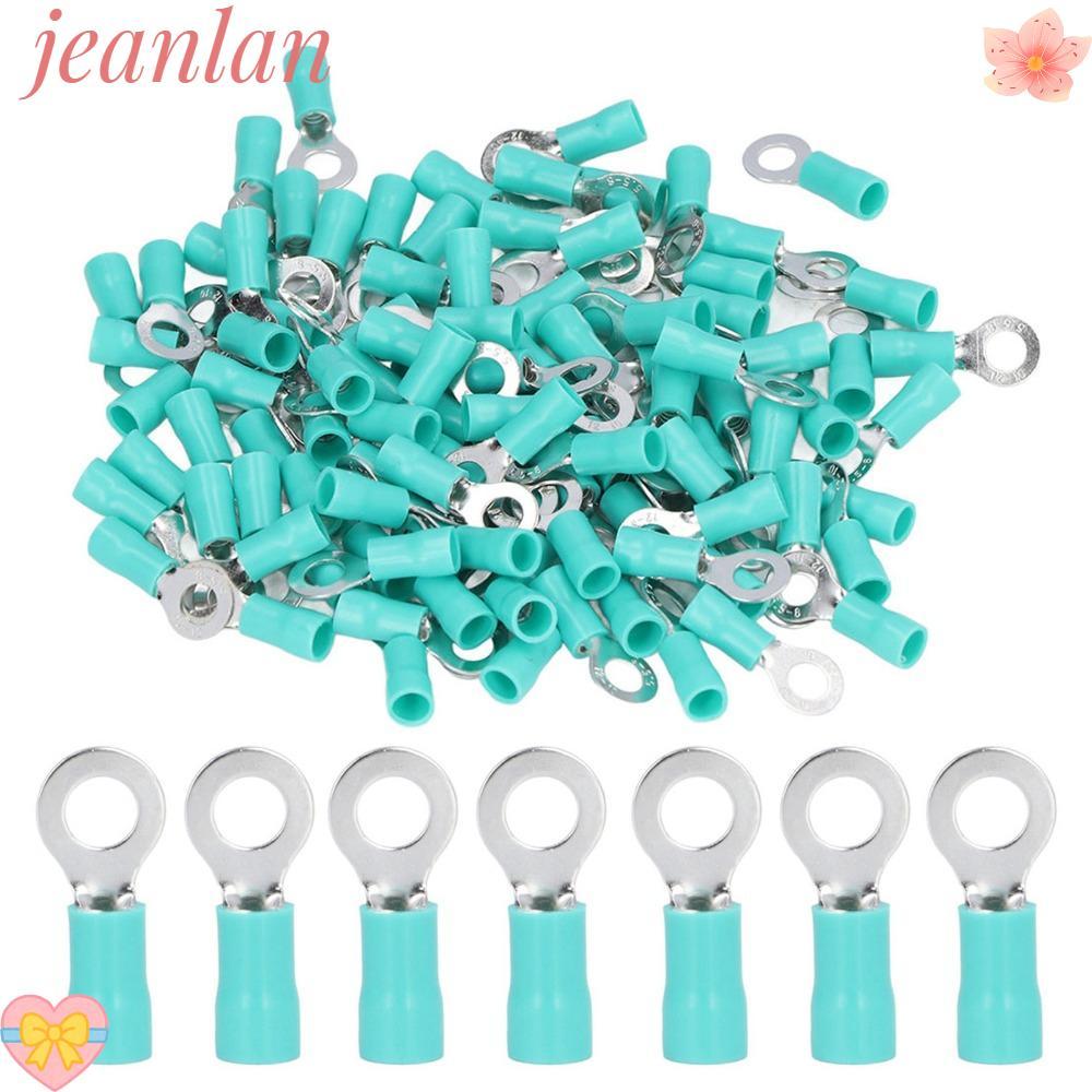 JLAN 100PCS ฉนวนขั้วต่อสายไฟ,สีเขียว AWG12-10 Crimp Connectors,ทนทานก่อสร้าง RV5.5-6 แหวนขั้วต่อสายไ