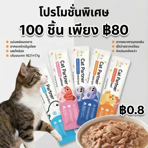 (100ชิ้น)Ketzuzu ขนมแมวเลีย 17g  สูตรธรรมชาติ ไม่เติมเกลือ ไม่เสี่ยงโรคไต บำรุงขนฟู สารอาหารครบ ปลอดภัยต่อสุขภาพ
