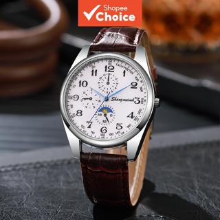 บุรุษนาฬิกาควอทซ์หน้าปัดขนาดใหญ่สายหนังนาฬิกาข้อมือสําหรับธุ…