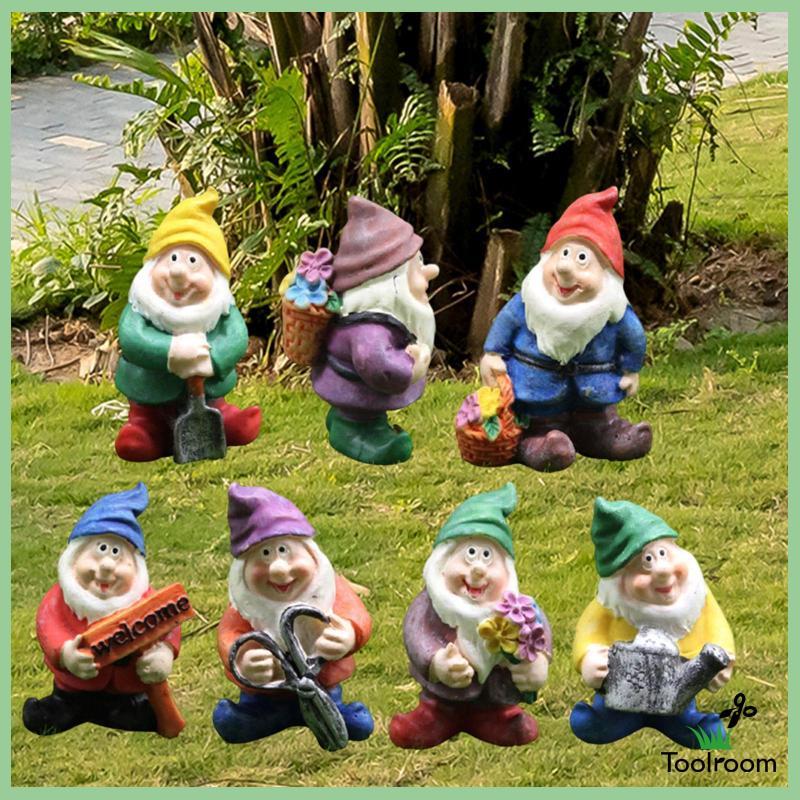 [ห้องเครื่องมือ] Gnomes Fairy Garden Accessories ตุ๊กตาเรซิ่นตกแต่งกลางแจ้งเครื่องประดับสําหรับบ้านส