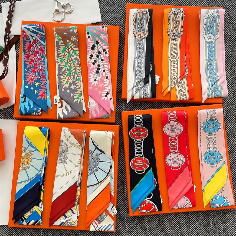 ผ้าพันคอไหมหม่อนและปลอกหูหิ้วกระเป๋าซาติน สี  เลือกได้หลายแบบ เหมาะสำหรับเป็นของขวัญ