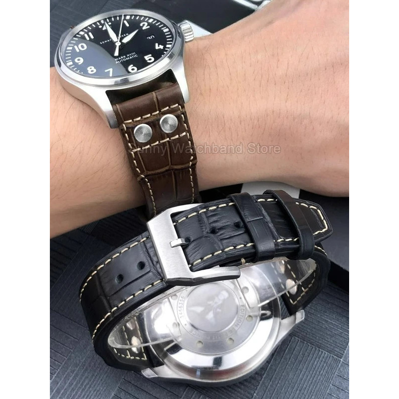 สายนาฬิกาหนังแท้ประดับหมุด 20 21 22 มม. สําหรับ IWC Hamilton Pilots Le Petit Prince Mark 18 Portofin