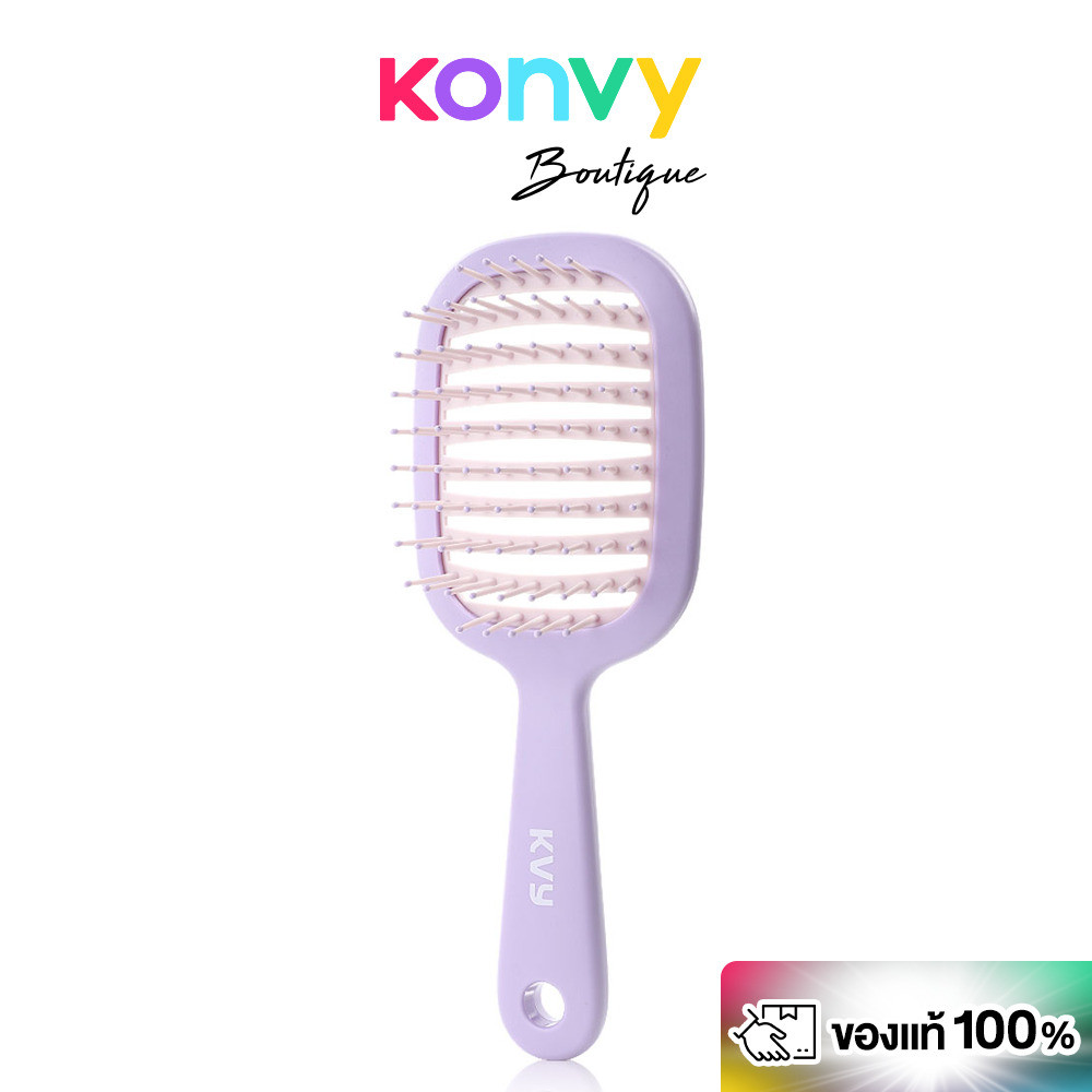 KVY Hollow Massage Air Cushion Hair Comb #Purple เควีวาย หวีแปรงนวดศีรษะ สีม่วง.