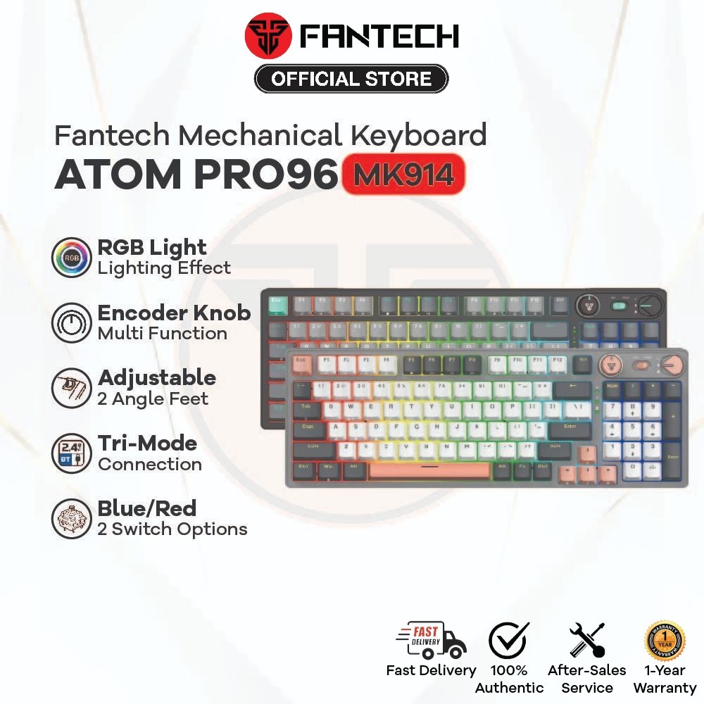 Fantech Atom Pro96 MK914 คีย์บอร์ดไร้สาย Hot-Swappable RGB Lighting 96 คีย์