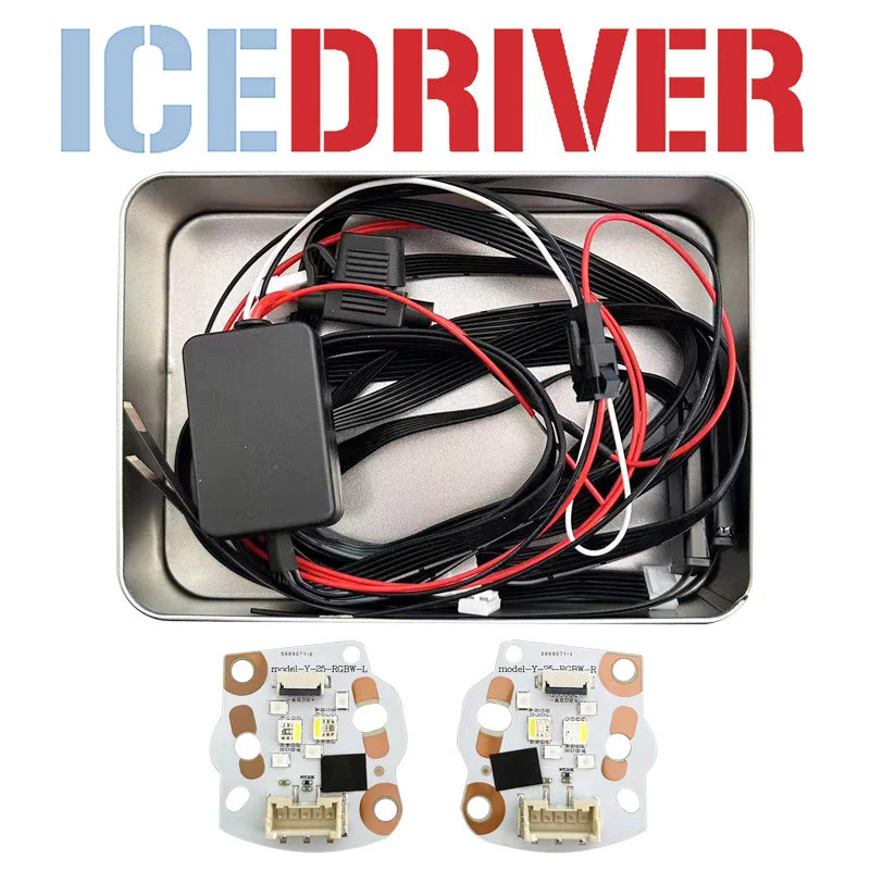 Icedriver สําหรับ 2025 Tesla Model 3 DRL RGB บอร์ด LED หลากสี ไฟวิ่งกลางวัน RGB RGBW ไฟ Red Lemon Y