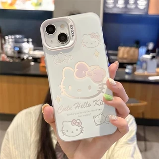 for เคสไอโฟน 13 12 11 iPhone 16 15 14 17 PRO MAX XR 7 8 15 16PLUS สไตล์คู่รัก เฮลโลคิตตี้กับโป๊แชโคแอปเปิ้ลโทรศัพท์ จัดส