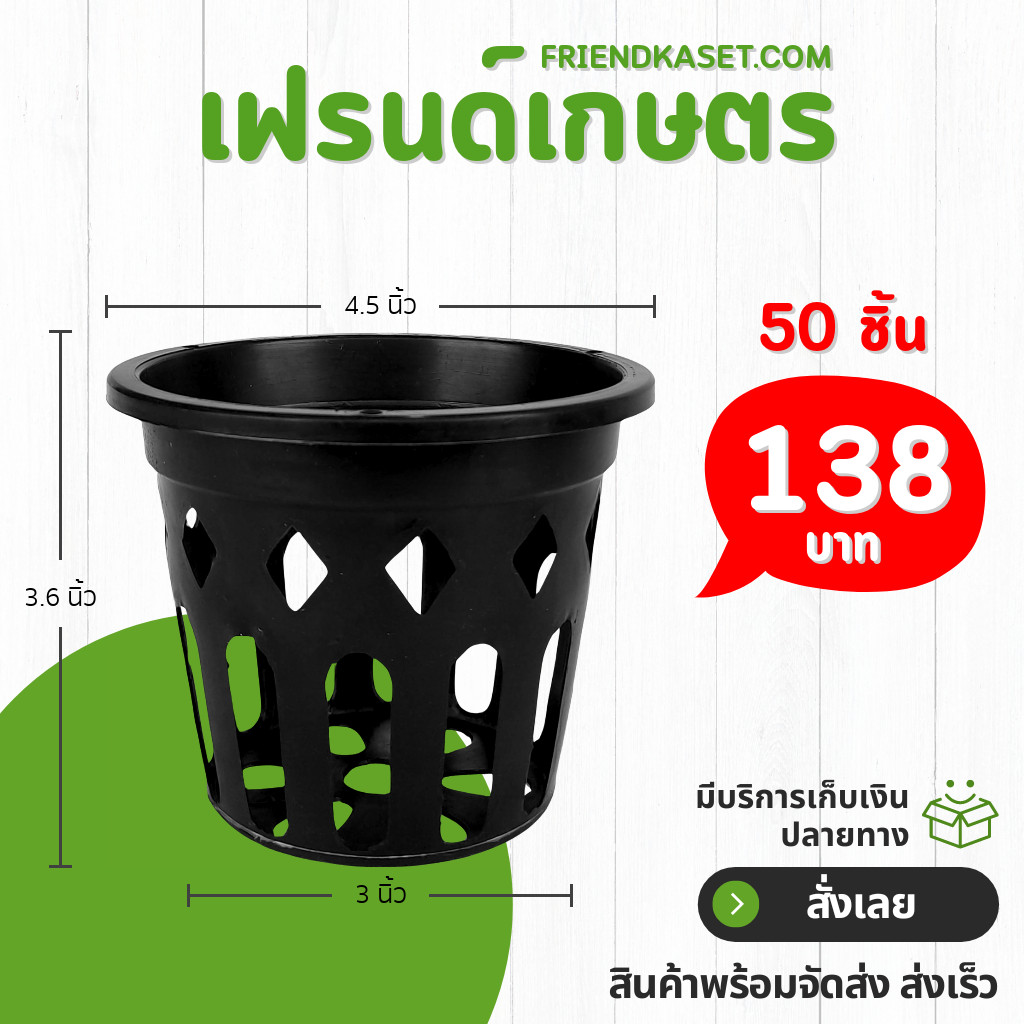 กระถางต้นไม้ กระถางกล้วยไม้ กระถางแขวน กลม 10 11 นิ้ว สีดำ 10 25 50 ใบ ชิ้น อัน - รูปที่ 2