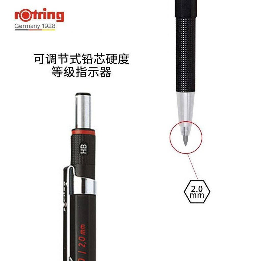 German ROtring 300 ดินสอกด 2.0 มม.สีดํา HB ภาพวาด Professional Hand-Painted Sketch ดินสอ