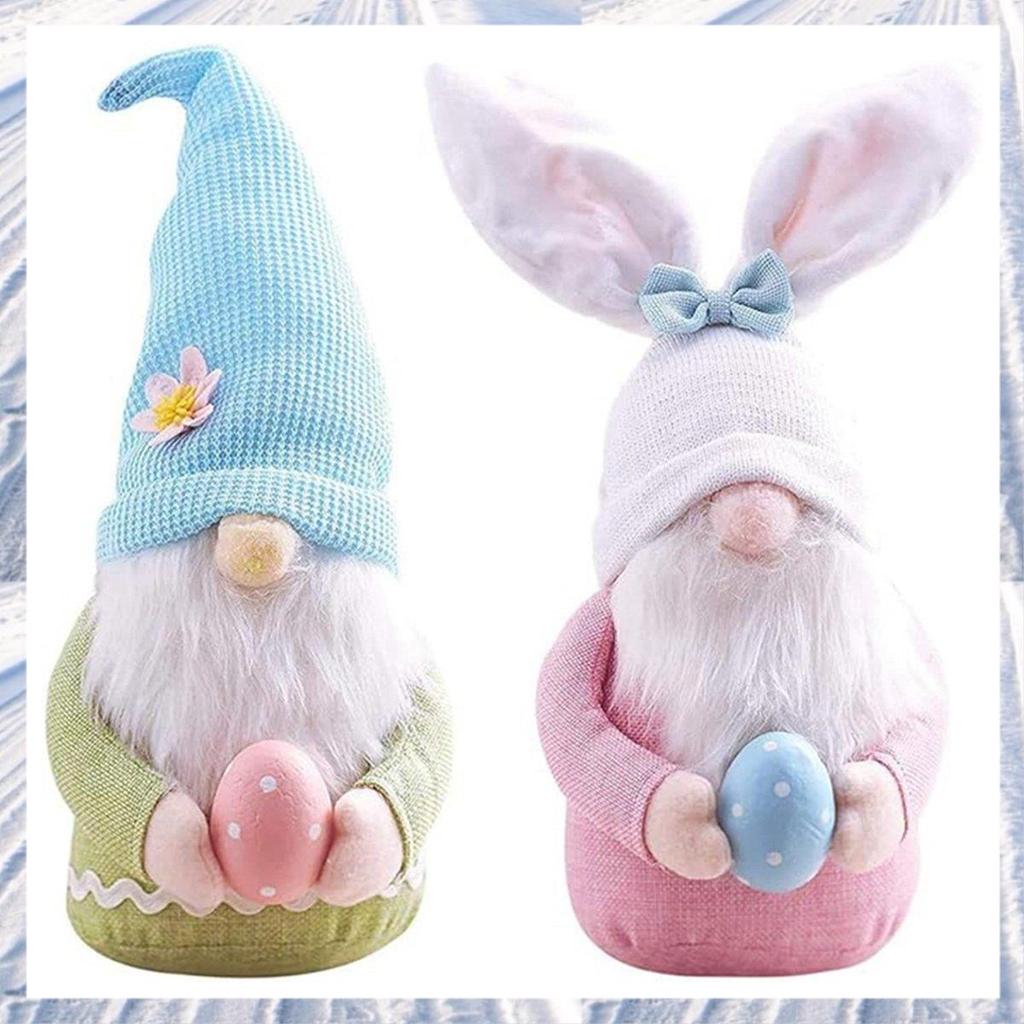 2 ชิ้น Bunny Gnome พร้อมไข่อีสเตอร์, Handmade Gnome Faceless ตุ๊กตา, ของขวัญสําหรับตกแต่งห้องเด็กและ