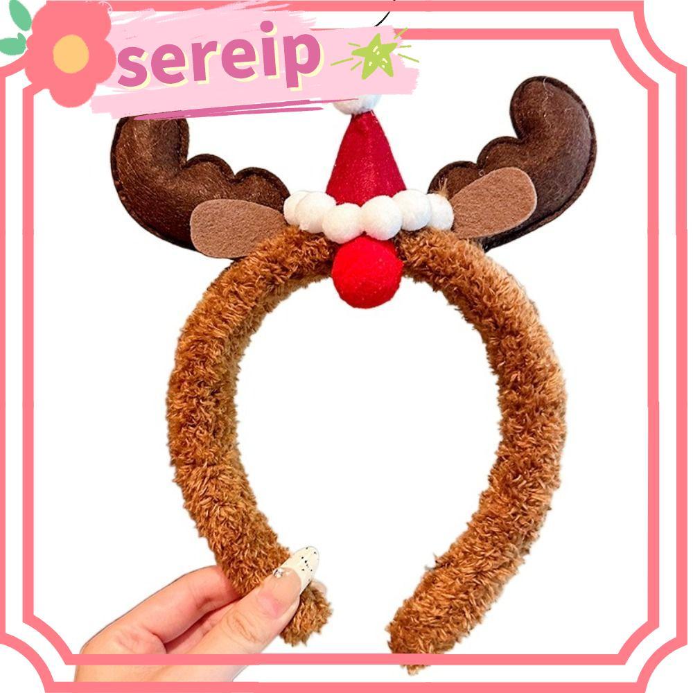 SEREIP ที่คาดผมต้นคริสต์มาสสําหรับเด็ก, โบว์ตกแต่งการ์ตูนการ์ตูน Elk Hairband, Premiun Snowman ตลก E