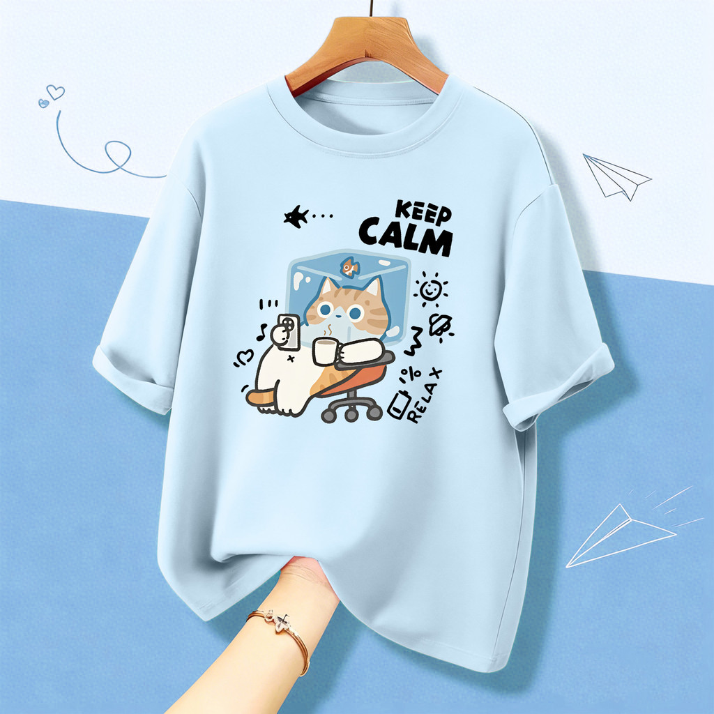 Basiเสื้อแฟชั่น เสื้อยืด oversize ผ้าฝ้าย100% แนวสตรีท รูปที่ 8
