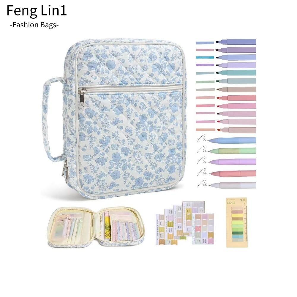 FLIN Bible Cover Bag, Zipper Pocket Floral Design Bible Cover , Handle Bible Journaling Kit Church