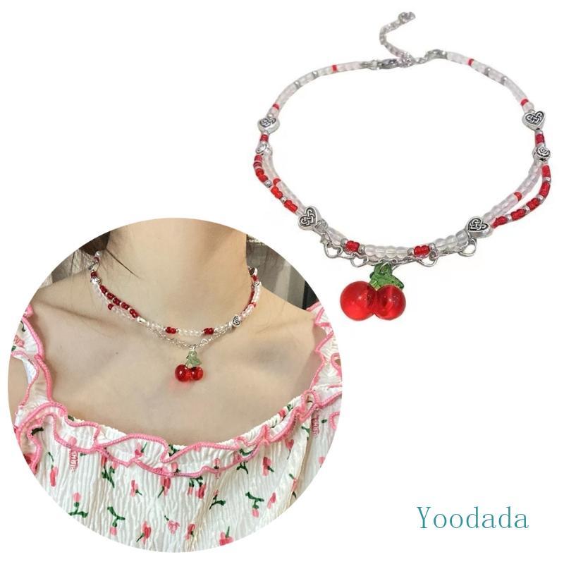 สร้อยคอเชอร์รี่ลูกปัด สไตล์ Egirl Aesthetic Grunge