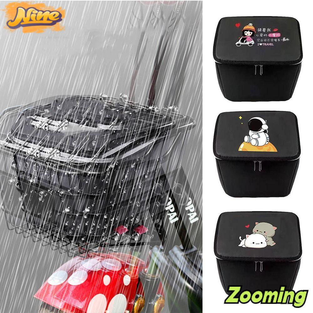 ZOOMING ตะกร้าจักรยาน Liner, กันน้ําสีดําจักรยานด้านหน้าตะกร้ากระเป๋า,ทนทานลายการ์ตูน Sun-proof จักร