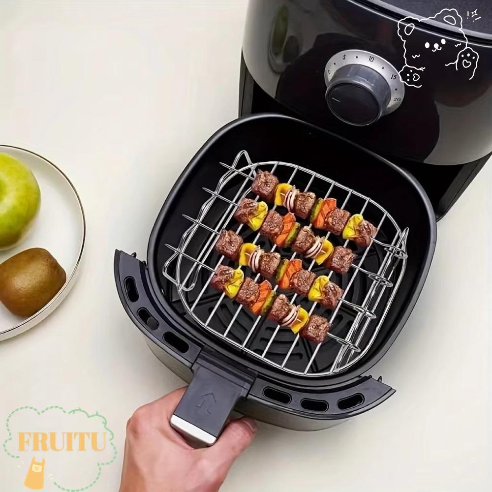 FRUITU Air Fryer Rack สามชั้นทําอาหารวงเล็บบาร์บีคิวสแตนเลสชุดย่างกลางแจ้ง Air Electric Fryer
