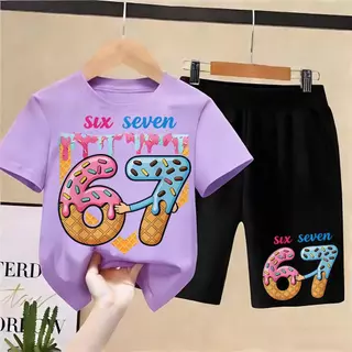 [COD]Peipeiqi kidsเสื้อยืดเด็กSIX-SEVENเสื้อยืดเด็ก ชุดสูทเด็กผู้ชาย ชุดลำลอง 2 ชิ้น แฟชั่น สำหรับเด็กชายตัวเล็ก ๆ เซ็ต