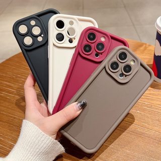 For iPhone 11 12 13 14 15 16 17 pro max SE 2020 6s 7p 8 14 15 16 plus XR XSMAX เคสโทรศัพท์สีพื้น กันกระแทก ป้องกันเลนส์