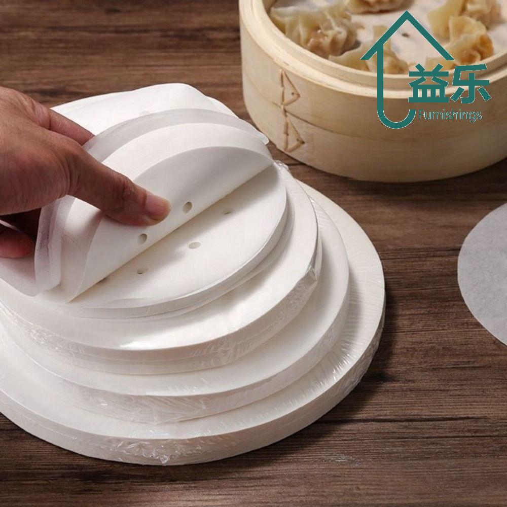 ANTINON 100 ชิ้น Buns ขนมอบกระดาษไม่ติด, รอบทิ้ง Steamer กระดาษ, 4/5/6/7/8in Buns Pad กระดาษครัวทําอ