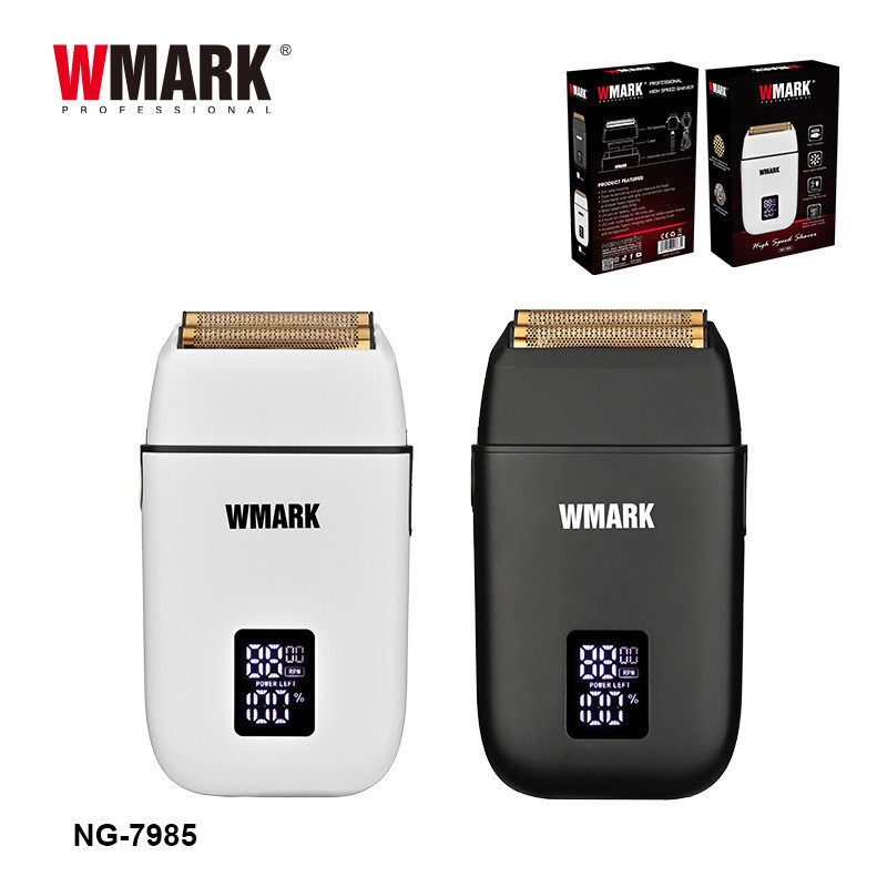 WMARK Professional High-Speed Razor - ตัวเรือนโลหะผสมสังกะสี, ใบมีดคู่, จอแสดงผลดิจิตอล, ชาร์จเร็ว, แบตเตอรี่ใช้งานได้ยาวนาน, เครื่องมือตัดผม