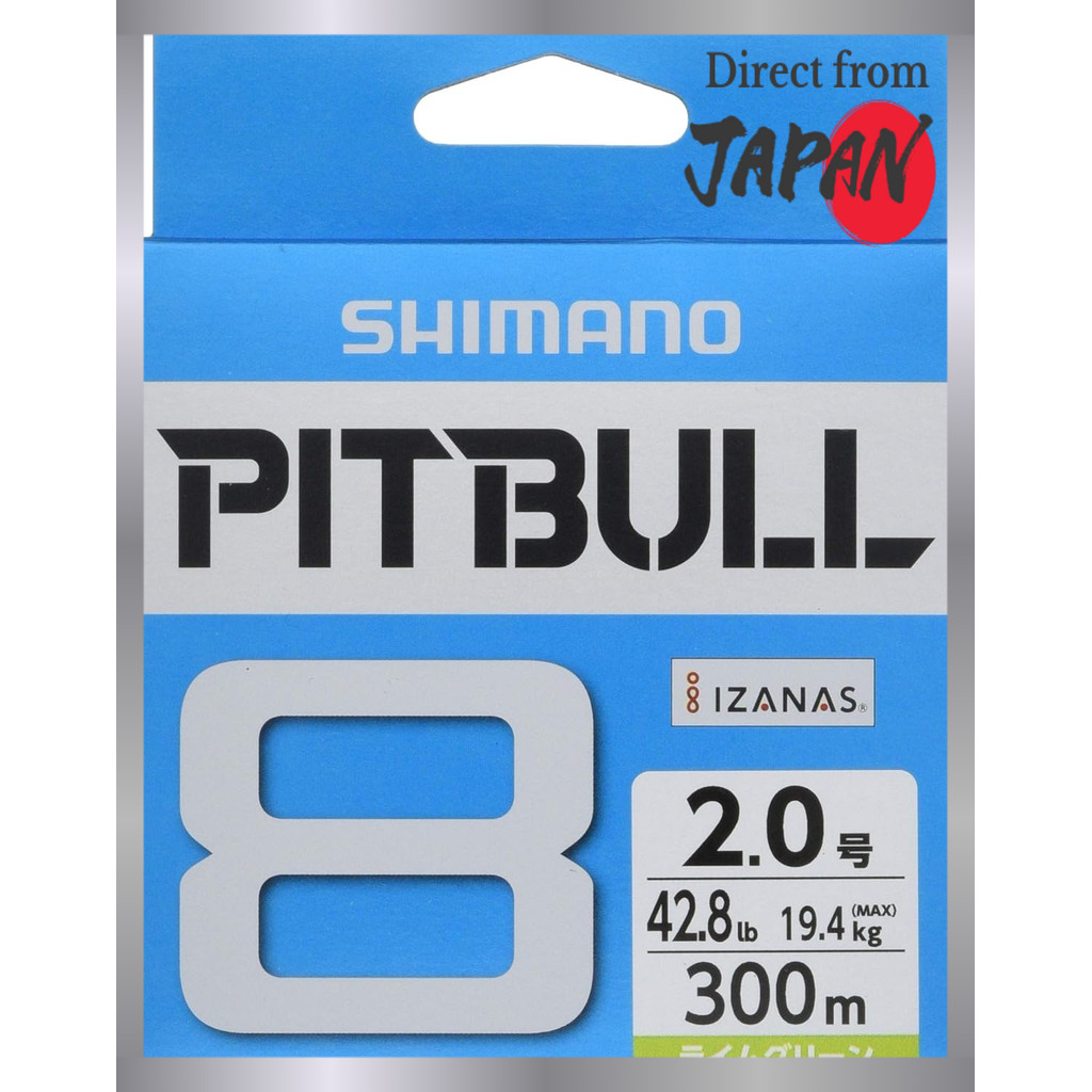SHIMANO Pitbull 8 Fishing Line 300m - Lime Green, Multiple Diameters