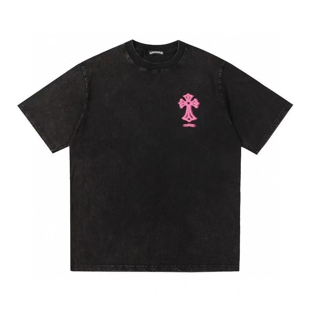 Chrome Hearts/Chrome Hearts 2026 คลาสสิกรอบคอแขนสั้นเสื้อยืดผู้ชายผู้หญิงหรูหรา Heavy Design Top ฤดู