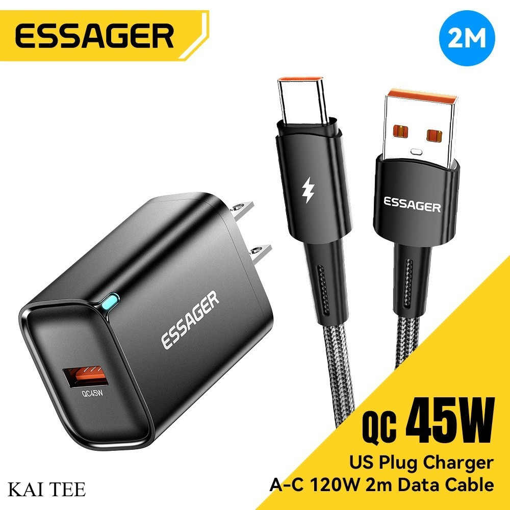 Essager 45W PD USB-A Fast Charger รองรับ Super Charging QC3.0 Wall Charger สําหรับ Android Samsung X