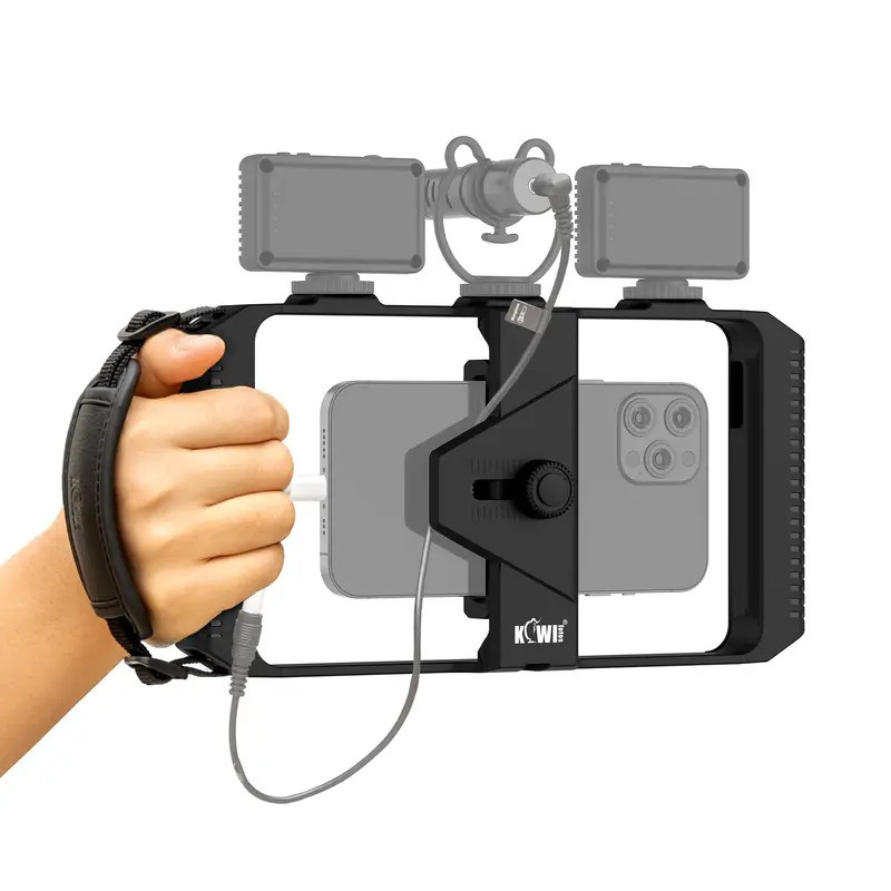โทรศัพท์มือถือกรง Hand Grip Vlog ยิงโทรศัพท์มือถือ Filmmaking กรณีโทรศัพท์ Video Stabilizer มือถือขา