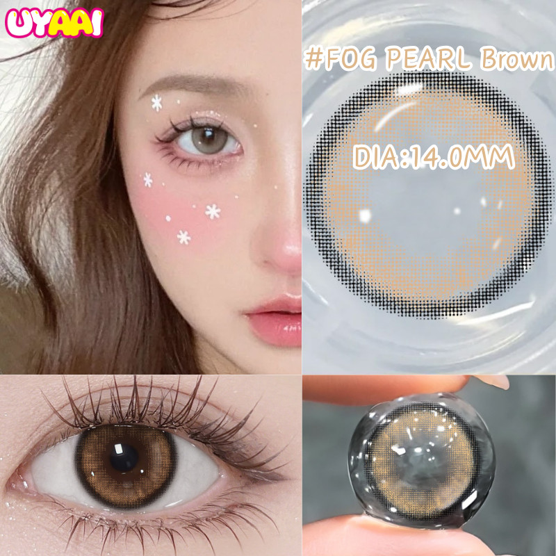 คอรแทคเลนส์ UYAAI 2 ชิ้น/1 คู่ FOG PEARL คอนแทคเลนส์สีใช้ได้ 1 เดือน ค่าสายตา 0.75-6.00 14.0mm
