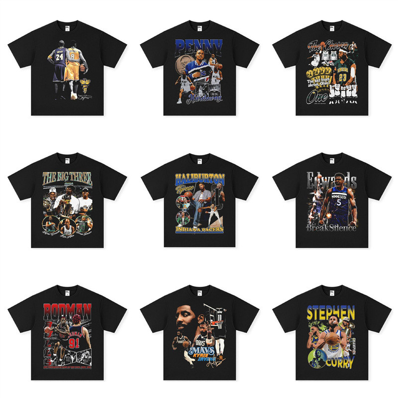 NBA球星美式T恤欧文科比库里印花篮球短袖小领口球衣NBA star American T-shirt Owen Kobe Curry xihgm914nrin.my20260226