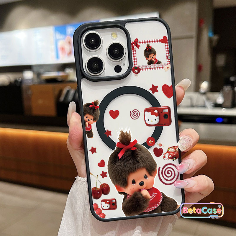 เคสแม่เหล็กกันกระแทก ลายตุ๊กตามอนชี่ เคสไอโฟนดาวและโบว์น่ารัก สำหรับ iPhone 17/16/15/14/13/12/11 Pro Max/Plus