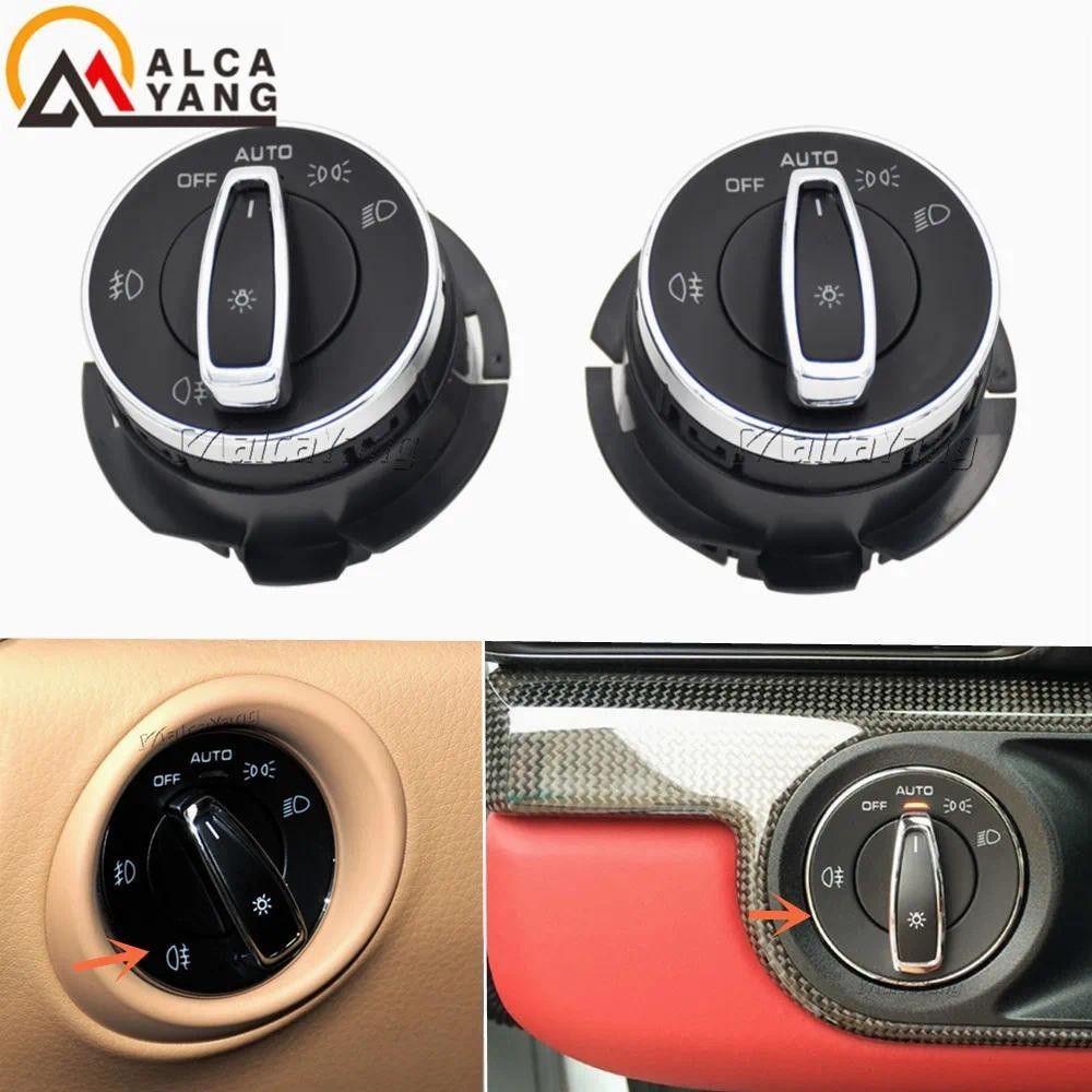 Chrome ไฟหน้าสวิทช์ควบคุมสําหรับ Porsche Cayenne Turbo GTS 92A 958 Macan 991 911 991R GT3 หัวสวิทช์ไ