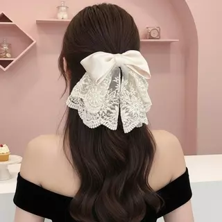 กิ๊บติดผมโบว์สีขาวยอดนิยม เครื่องประดับผมสำหรับฤดูใบไม้ผลิ