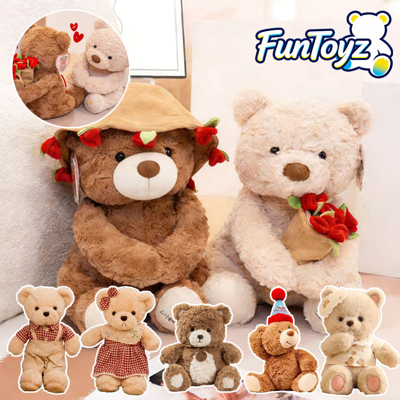 ตุ๊กตาหมีกอดช่อกุหลาบ หมีเท็ดดี้ขนฟู ตุ๊กตาหมีกุหลาบ PP 30-50 ซม นุ่มและน่ารัก ของขวัญวันเกิด ของขวัญวันวาเลนไทน์