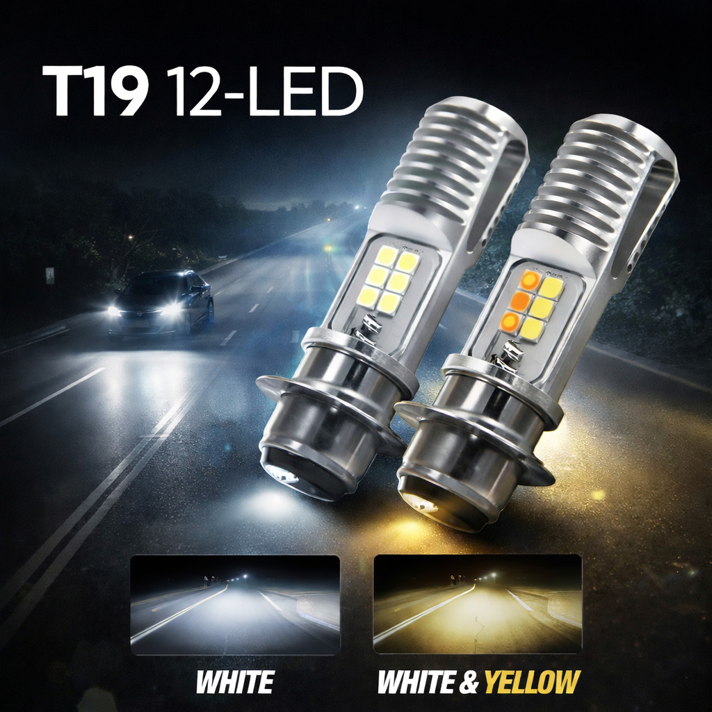 ไฟหน้า LED T19 V2 12V สูงต่ํา P15D/BA20D/H4 สําหรับ WAVE XRM SHOGUN RAIDER MIO BEAT เป็นต้น
