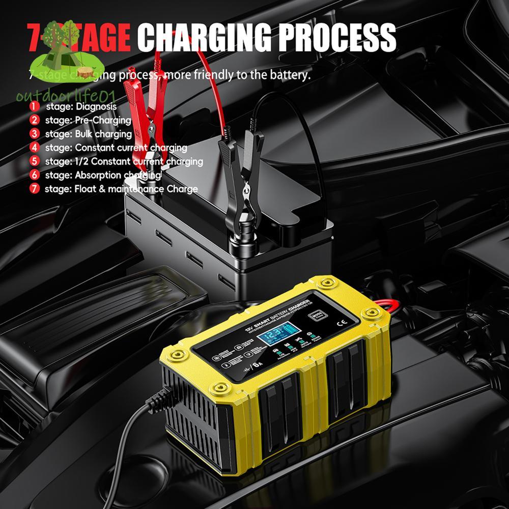 6A 12V รถจักรยานยนต์ไฟฟ้า Charger Maintenance สําหรับตะกั่วกรด AGM GEL แบตเตอรี่