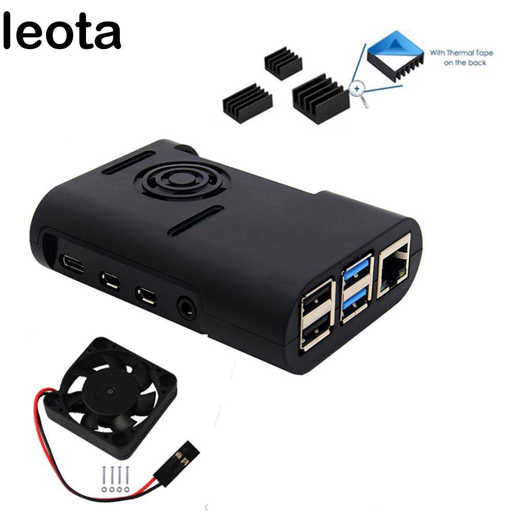 LEOTA Case 3 in 1 ฮีทซิงค์ทนทานสําหรับ Raspberry Pi 4 รุ่น B, Pi 4B, Pi 4 Black พร้อมพัดลมระบายความร