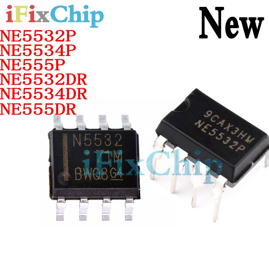5PCS NE5532P NE5532 5532P DIP-8 NE5534P NE5534 NE555P NE5532DR NE5534DR NE555DR SOP-8 ชิป ic