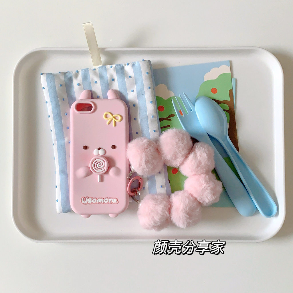 สามมิติหมุน Lollipop Rabbit Ball เหมาะสําหรับ Apple 1617promax เคสโทรศัพท์หญิง iPhone5s6s131415ซิลิโ