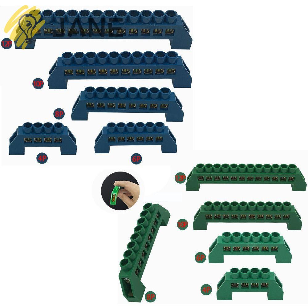 JANE ทองเหลืองสกรู Grounding Bridge Terminal, Blue Green Zero Line หนาบล็อก Connector, 4Pin 6Pin 8Pi