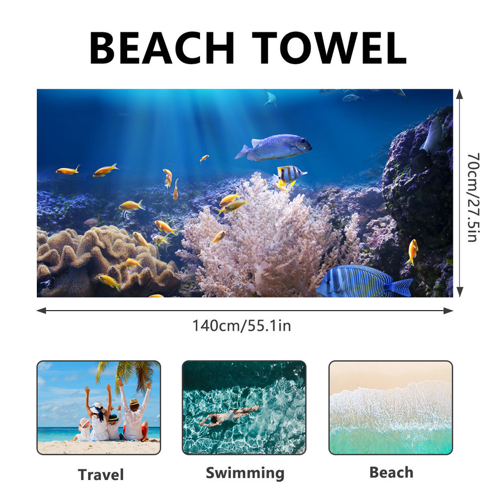 Square Beach Towel Fine Fiber Digital Printing Beach Bath Towel Absorbent Towel One Towel Multi-Purp