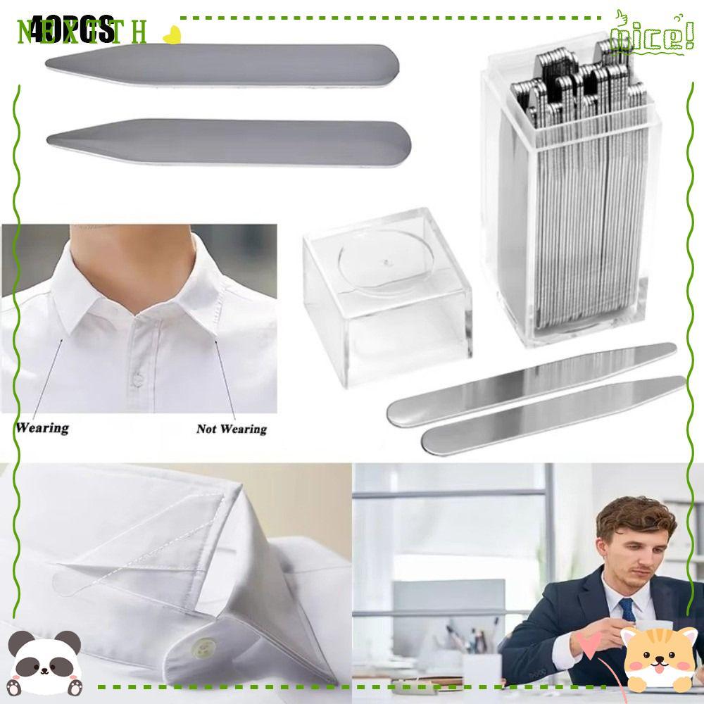 แผ่นเสริมคอลลาhrs สแตนเลส ขนาด 55-75 มม., สำหรับทรงเสื้อและป้องกันการพันขึ้น, 40 ชิ้น