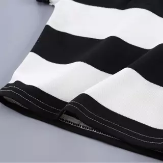 [Cotton Life] ชุดเสื้อโปโลกางเกงขาสั้นลายทาง สำหรับเด็กชาย 0-4 ขวบ ผ้าฝอน