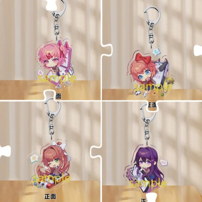 พวงกุญแจอนิเมะ Doki Doki Literature Club DDLC อะคริลิค micha Monika Sayori Yuri Natsuki ตกแต่งกระเป๋