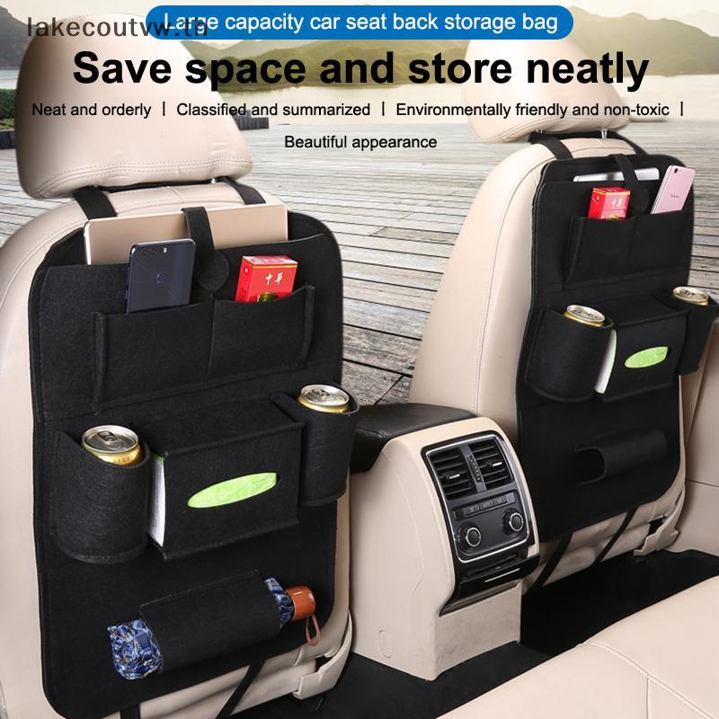 LK Felt Car Seat Ba Organizer, Ki Mats Car Ba Seat Protector สําหรับเด็ก, 6-Poet Storage TH