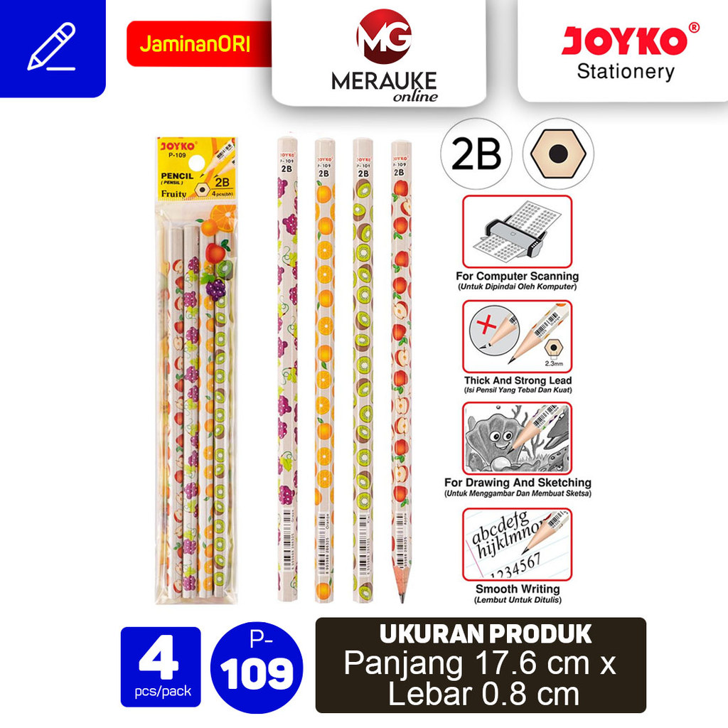 ดินสอ JOYKO Fruity P-109 (1 ชุด 4 ชิ้น)