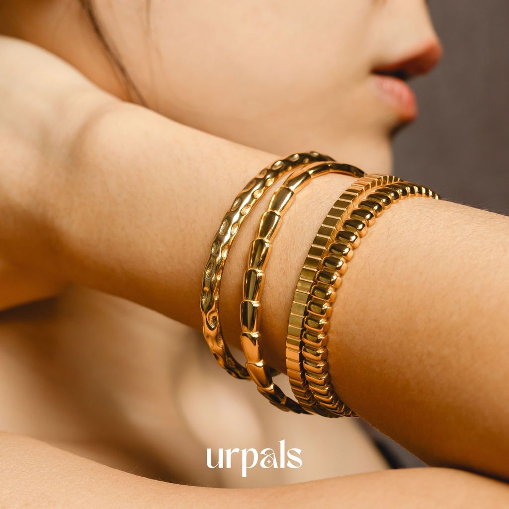 URPALS กำไล Stainless ชุบทอง18K เกรดคุณภาพสูง ใส่อาบน้ำ ออกกำลังกายได้
