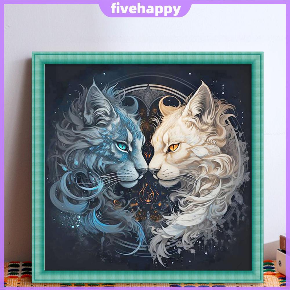 ด้ายผ้าฝ้ายเย็บปักถักร้อยเต็มรูปแบบ 11CT พิมพ์ Yin Yang Cat Cross Stitch 40x40 ซม