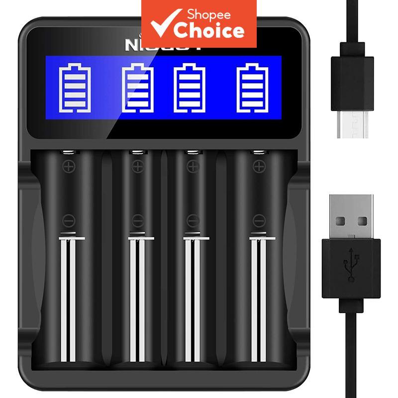 เครื่องชาร์จแบตเตอรี่ LCD อัจฉริยะ USB C-Type สําหรับ 18650 26650 18490 นิกเกิล