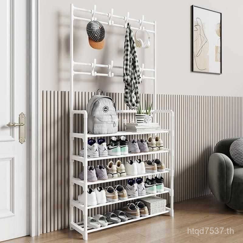 ชั้นวางแบบบูรณาการชั้นวางครัวเรือนรองเท้าหมวกรองเท้าชั้นหลายชั้นเสื้อหมวกชั้นวางแกว่งการจัดเก็บที่เร
