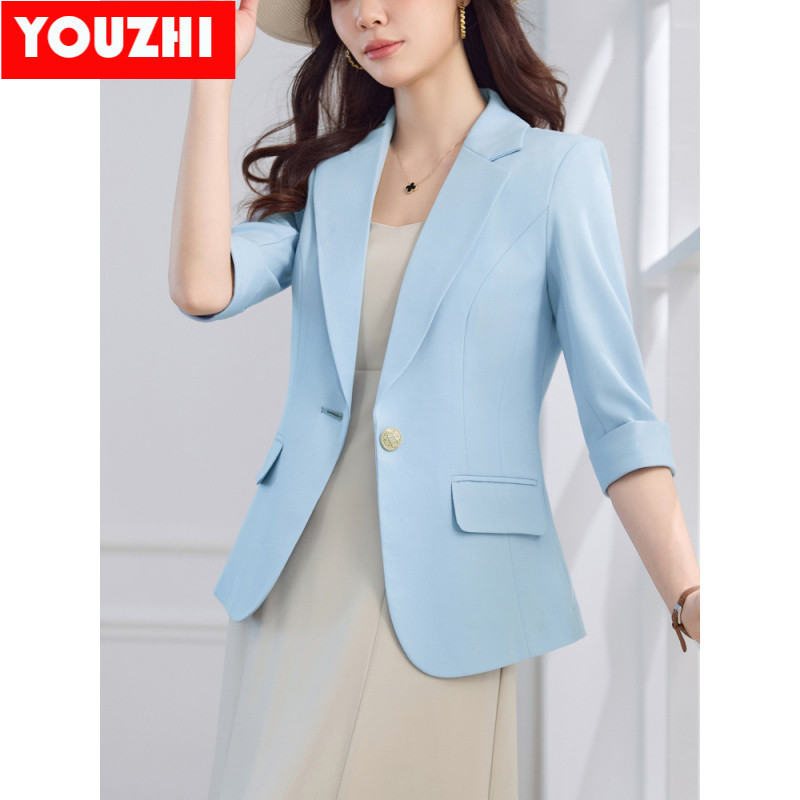 ใหม่ High-end office Blazer สวมใส่เสื้อแจ็คเก็ตแขนยาว Elegant ผู้หญิง Slim Fit เสื้อสูท LYAN8816